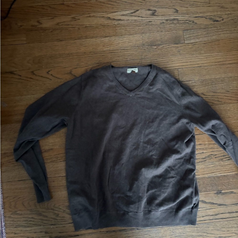 Brown V-neck sweater